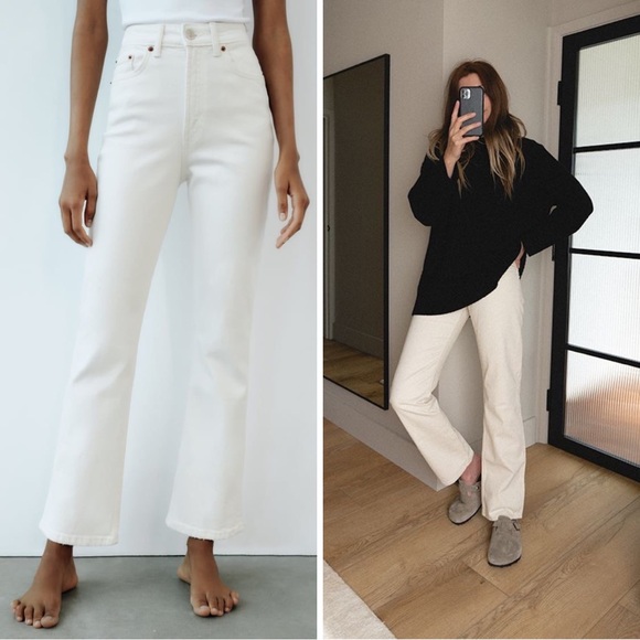 Zara Ecru Stove Pipe Jeans - Picture 1 of 6